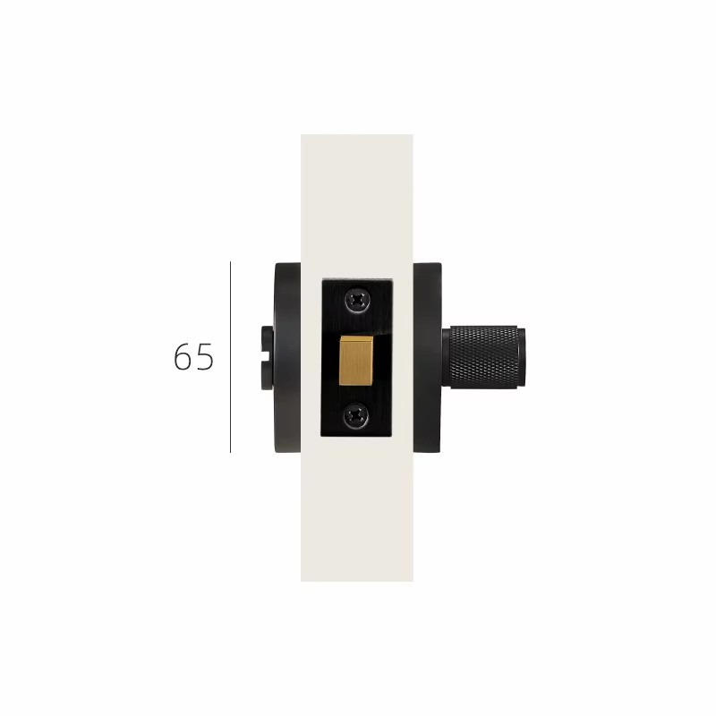 Dooroom US Standard For 2-1/8" Hole Brass Knurled Lever Privacy Door Lock Passage Set  Round Rose 65mm Dummy Closet Handle DOOROOM