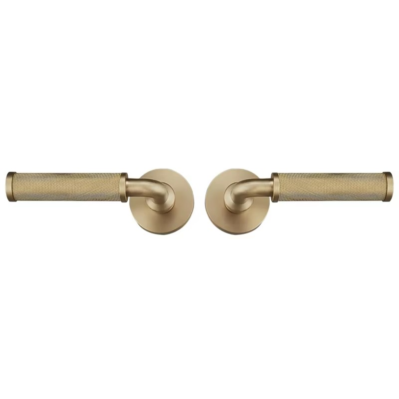 Dooroom Brass Knurled Door Lock Set Modern Interior Bedroom Bathroom Double Wood Door Lever Set Dummy Knob Privacy Passage Locks DOOROOM