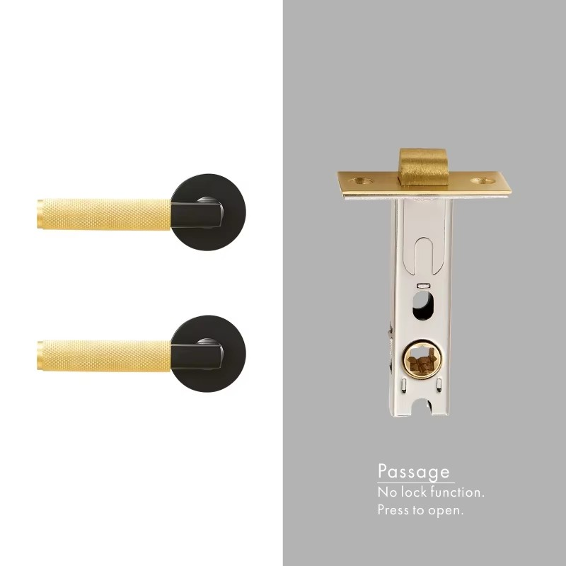 Dooroom thumbturn Knurled Brass Door Lock Set Modern Interior Bedroom Bathroom Wood Door Lever Set Dummy Privacy Passage Lock DOOROOM
