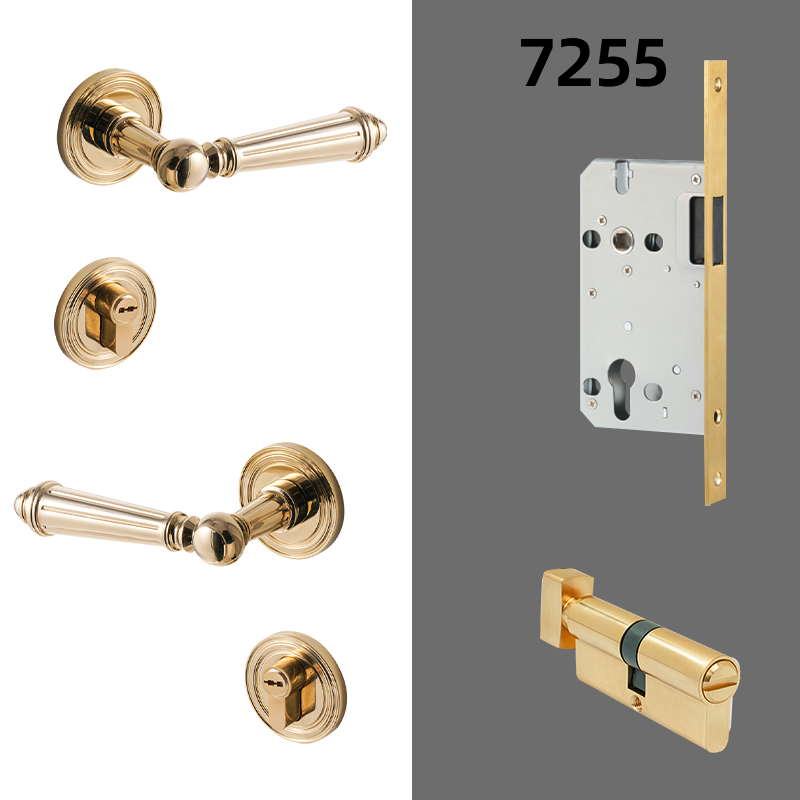 Dooroom Brass Door Lever Set Bright Silver French Retro Bedroom Gold Chrome New Classic Solid Wood Interior Lock Set Dummy Lock DOOROOM
