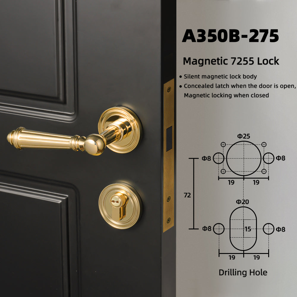 Dooroom Brass Furniture Door Lock Bright Silver French Retro Bright Gold Door Handle Lock Set Furniture Hardware Accessories DOOROOM