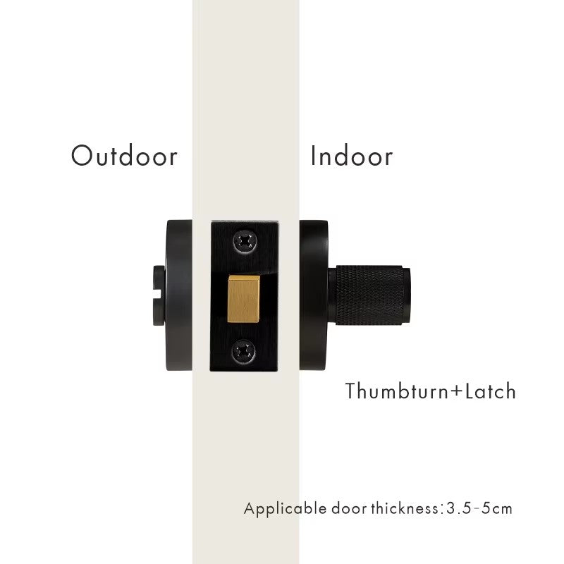 Dooroom brass knurled thumb turn key latch lever handle cylinder key escutcheon passage room lock DOOROOM