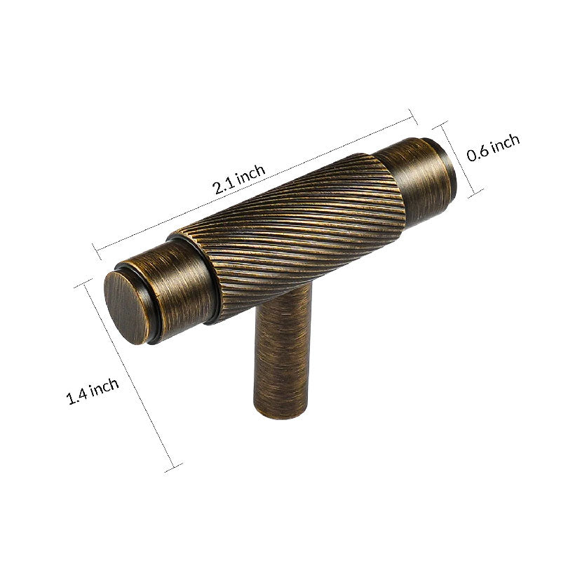 Dooroom-Brass Cabinet Handles, Wardrobe Pulls, Drawer Knobs, Knurled Furniture Door T Bar Handle for Chest Drawer Dresser DOOROOM