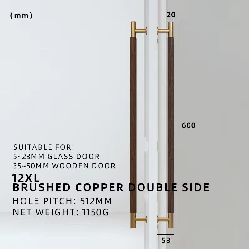Dooroom Antique Brass Door Double Single Sided Stripe Linear Pull Bar Walnut Wood Gate Glass Door Shower Room Handles DOOROOM