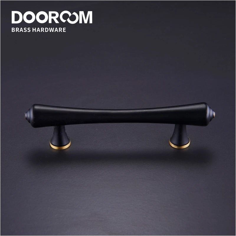 Dooroom Brass Furniture Handles Pastoral Cupboard Wardrobe Dresser Cabinet Drawer Shoe Box Mediterranean Black Pulls Knobs DOOROOM