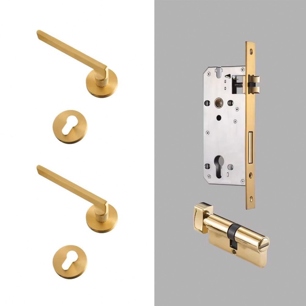 Dooroom Brass Door Lever Mute Black Gold Interior Bedroom Bathroom Wood Door Lock Set Dummy Handle Knob DOOROOM