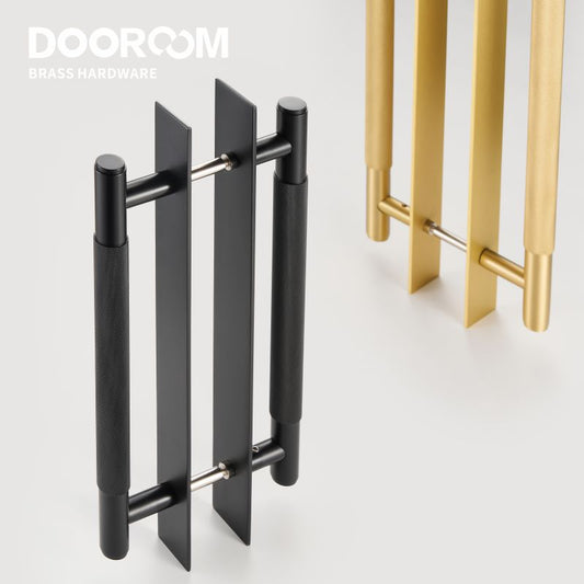 Dooroom Brass Knurled Door Handles Double Door Wood Door Shower Room Single Side Double Side Matt Gold Black Antique Brass Pulls DOOROOM