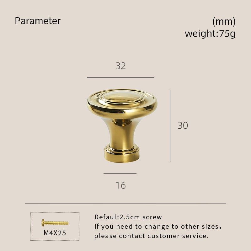 Dooroom Solid Brass Handle Simple Wardrobe Cabinet Round Drawer Knob European Mushroom Type Porcelain Bling Single Hole Handle DOOROOM