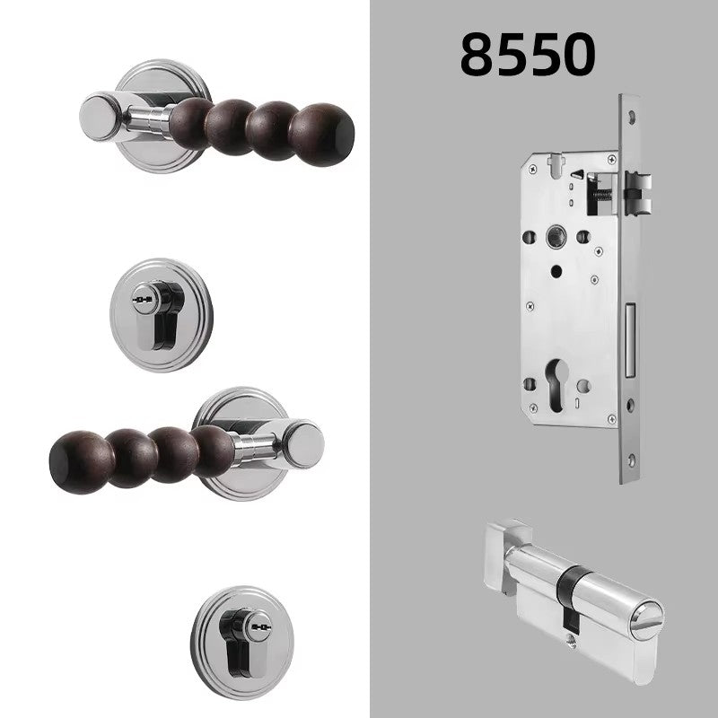 Dooroom Brass Walnut Door Lock Set Modern Walnut Wood Modern Furniture Room Door Handle Magnetic Mute Bathroom Bedroom Door Lock DOOROOM