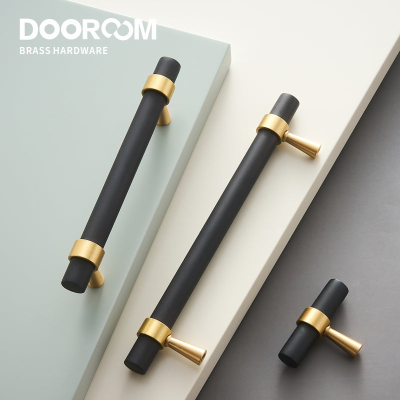 Dooroom Minimalist Furniture Handles Brass Black Walnut Original Nordic Cupboard Wardrobe Dresser Shoe Box Drawer Cabinet Knobs DOOROOM