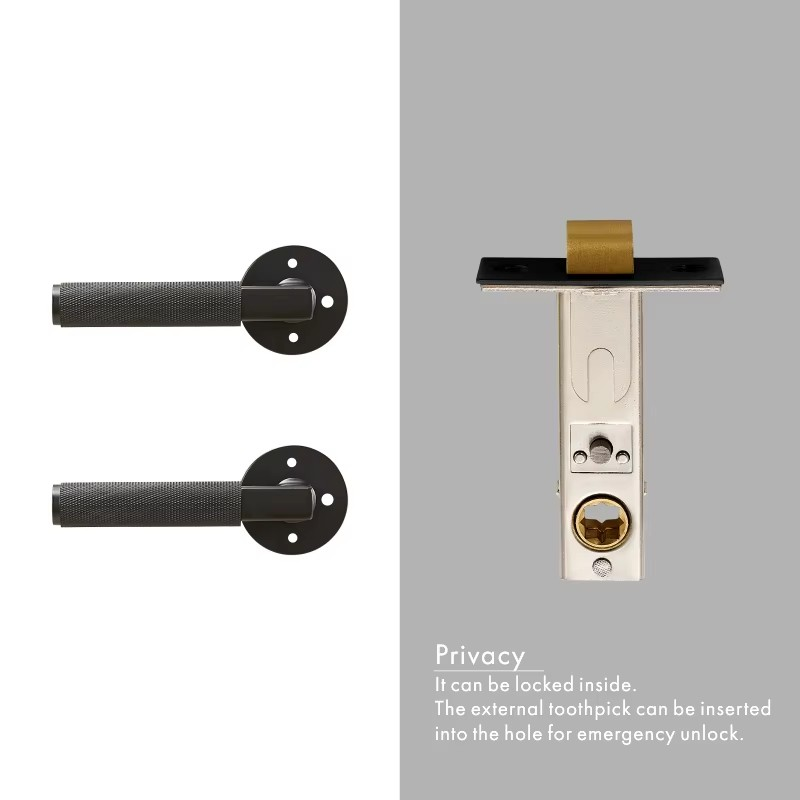 Dooroom thumbturn Knurled Brass Door Lock Set Modern Interior Bedroom Bathroom Wood Door Lever Set Dummy Privacy Passage Lock DOOROOM