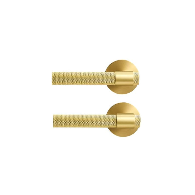 Dooroom Brass Knurled Door Lock Set Black Gold Interior Bedroom Bathroom Double Wood Door Lever Set Dummy Privacy DOOROOM
