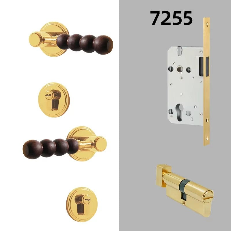 Dooroom Brass Walnut Door Lock Set Modern Walnut Wood Modern Furniture Room Door Handle Magnetic Mute Bathroom Bedroom Door Lock DOOROOM