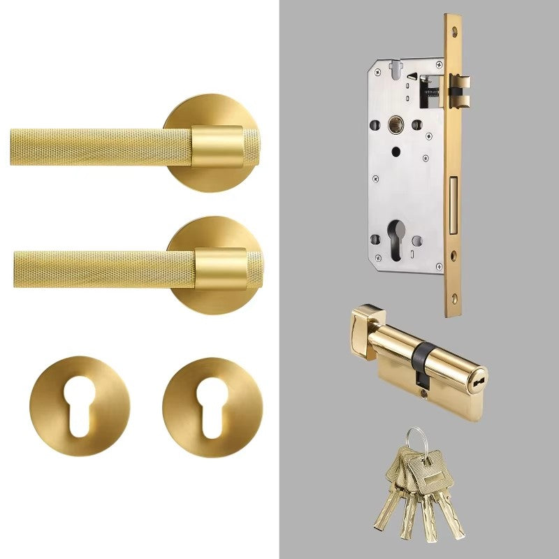 Dooroom Brass Knurled Door Lock Set Black Gold Interior Bedroom Bathroom Double Wood Door Lever Set Dummy Privacy DOOROOM