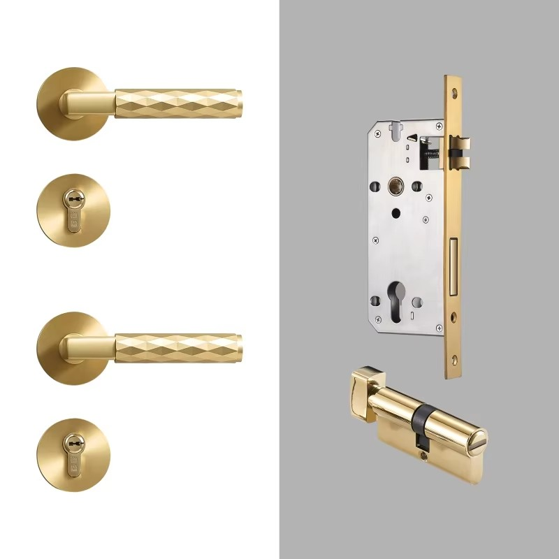 Dooroom Brass Door Lock Set Modern Black Nickel Hammered Interior Bedroom Bathroom Double Wood Door Lever Dummy Privacy Passage DOOROOM