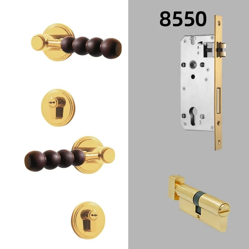Dooroom Brass Walnut Door Lock Set Modern Walnut Wood Modern Furniture Room Door Handle Magnetic Mute Bathroom Bedroom Door Lock DOOROOM