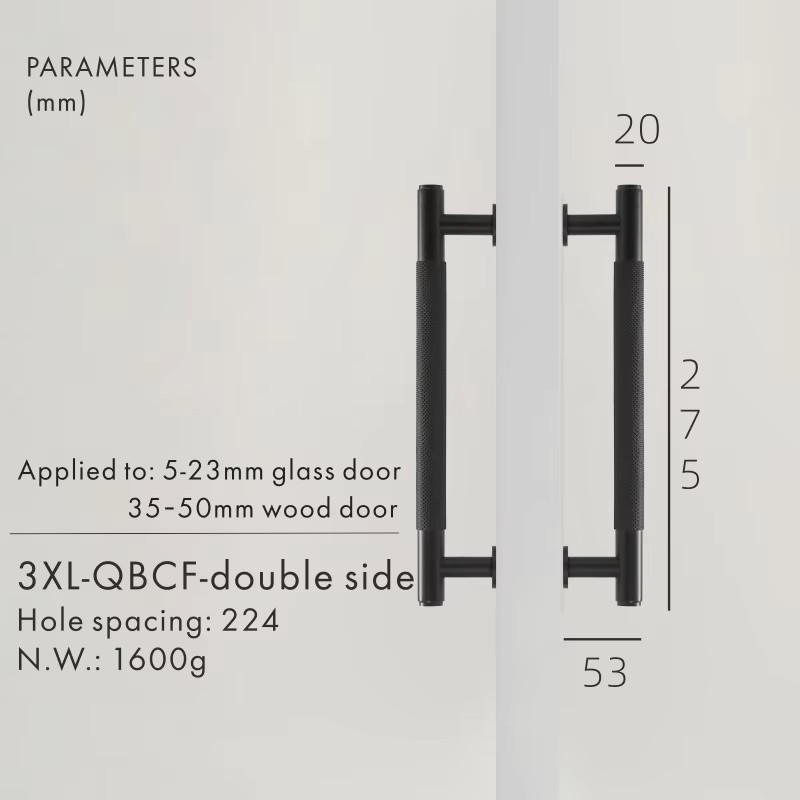 Dooroom Brass Knurled Door Handles Double Door Wood Door Shower Room Single Side Double Side Matt Gold Black Pulls DOOROOM