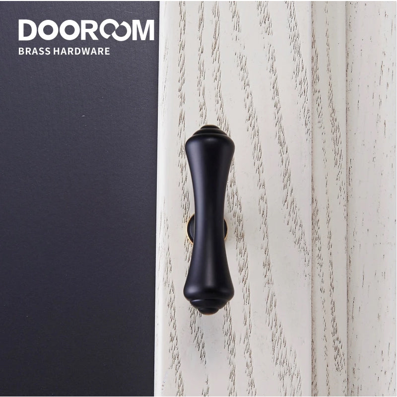 Dooroom Brass Furniture Handles Pastoral Cupboard Wardrobe Dresser Cabinet Drawer Shoe Box Mediterranean Black Pulls Knobs DOOROOM