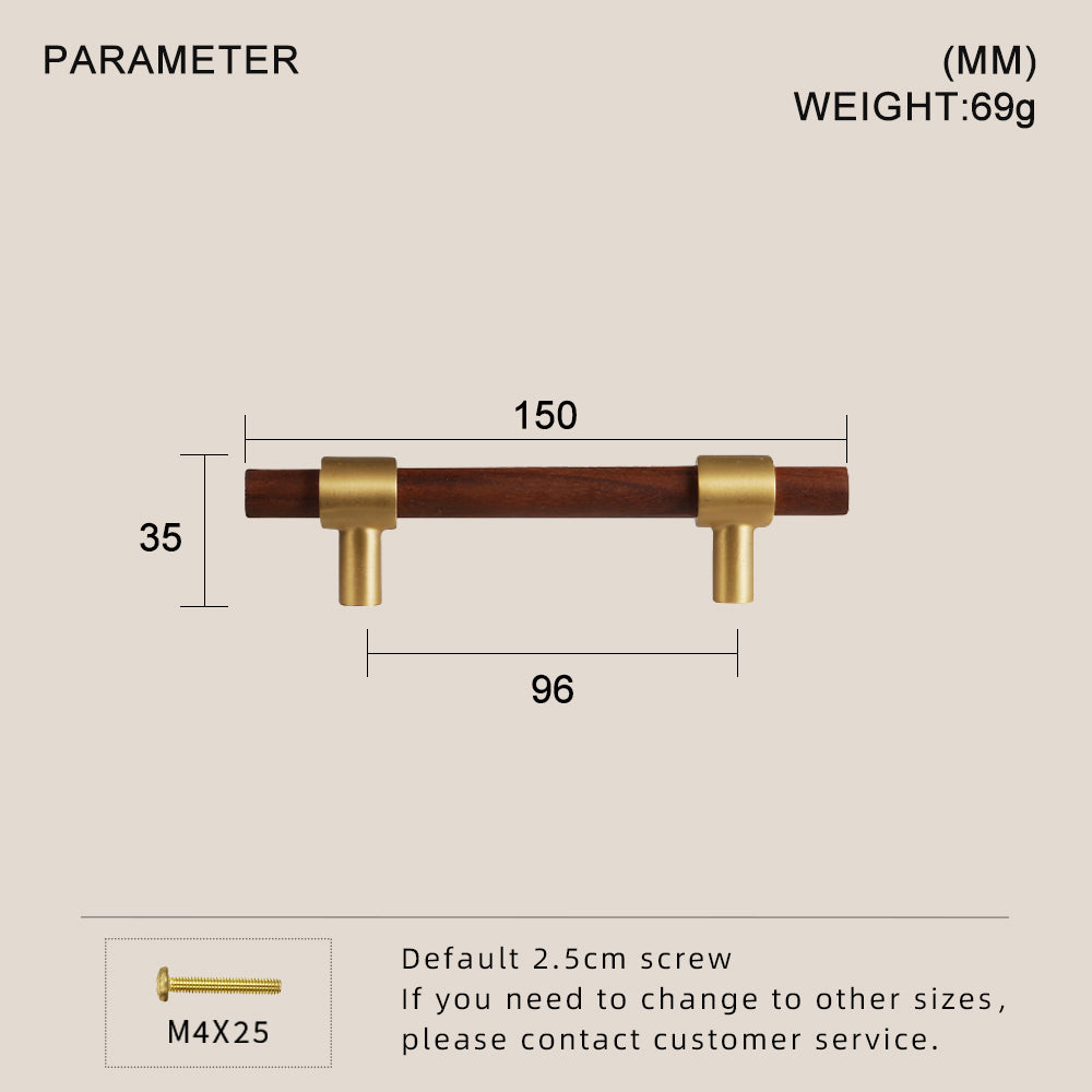 Dooroom Brass Walnut Solid Wood Furniture Handles Closet Wardrobe Cupboard Dresser Nordic Drawer Knob Armario Modern Hardware DOOROOM