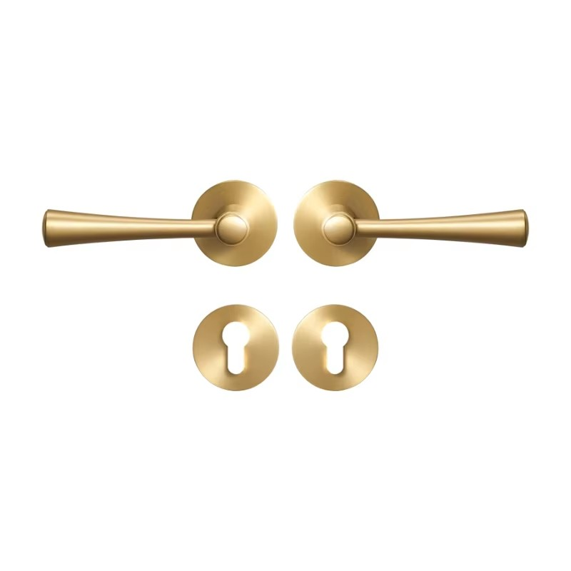 Dooroom Brass Door Lock Set Modern Light Luxury Interiror Bedroom Bathroom Double Wood Door Lever Set Dummy Handle Knob DOOROOM