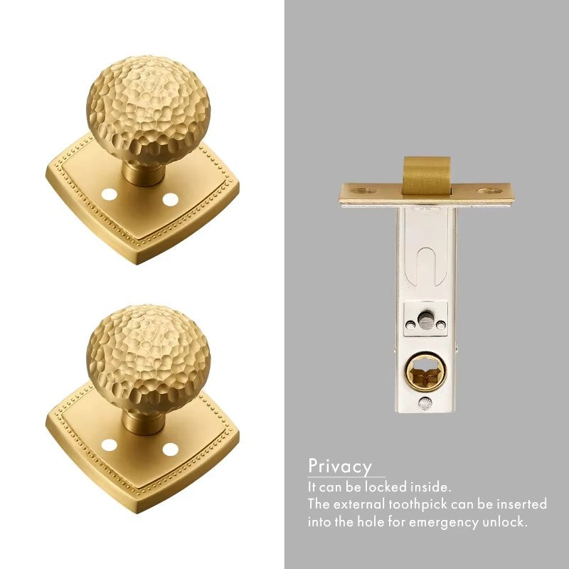 Dooroom Brass Door Lock Set Hammered Modern Bedroom Bathroom Double Lever Dummy Privacy Passage Hidden Handle Knob DOOROOM