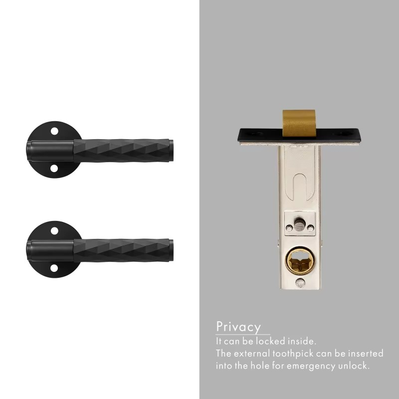 Dooroom Brass Hammered Door Lock Set Interior Bedroom Bathroom Double Wood Door Lever Set Dummy Privacy Passage Key Escutcheon DOOROOM