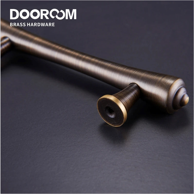 Dooroom Brass Furniture Handles Pastoral Cupboard Wardrobe Dresser Cabinet Drawer Shoe Box Mediterranean Black Pulls Knobs DOOROOM