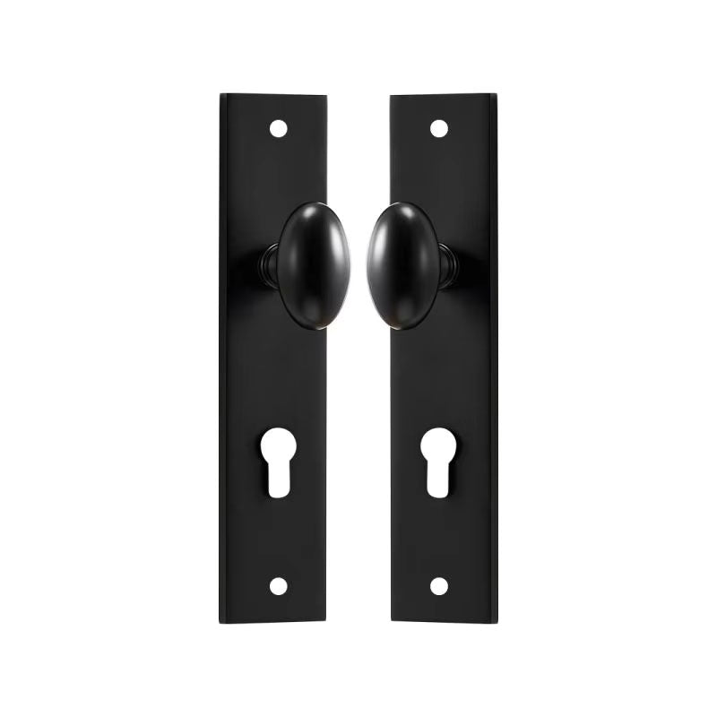 Dooroom Brass Door Lock Set Modern Egg Shaped Knob Long Plate Interior Bedroom Bathroom Double Wood Door Lever Set Dummy Handles DOOROOM