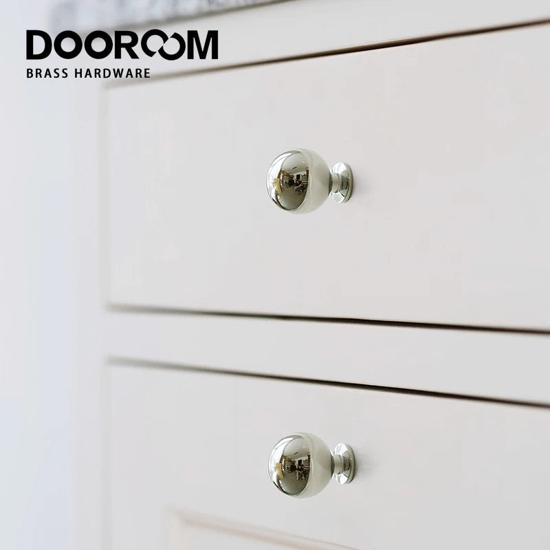 Dooroom Brass Rotundity High Quality Silver Furniture Wardrobe Dresser Cupboard Cabinet Door Drawer  Handle DOOROOM