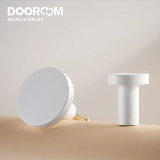Dooroom Brass Matt White Round Cabinet Handles Wardrobe Drawer Knobs Kids' Room Indoor Kitchen Hallway Wall Clothes Hook DOOROOM