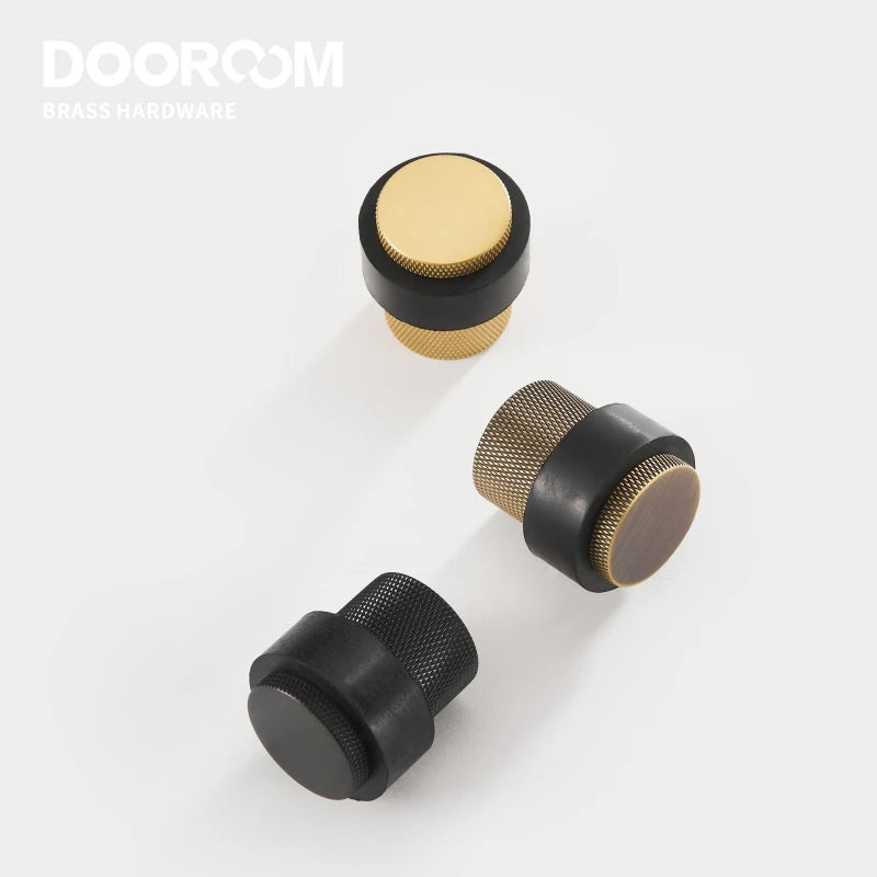 Dooroom Knurled Brass Rubber Door Stops Bathroom Door Stopper Heavy Duty Floor Mount Bumper Non-magnetic Door Holder Catch DOOROOM