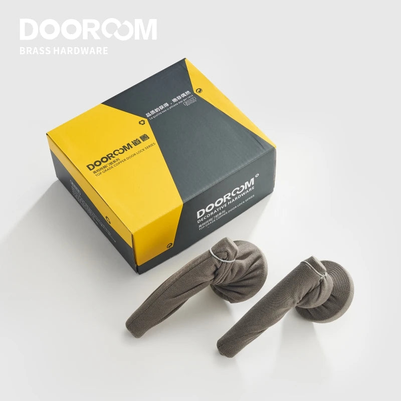 Dooroom US Standard for 2-1/8" Hole Brass Privacy Passage Lock Set Stripe Lever Round Panel  Interior Door Closet Dummy Handle DOOROOM