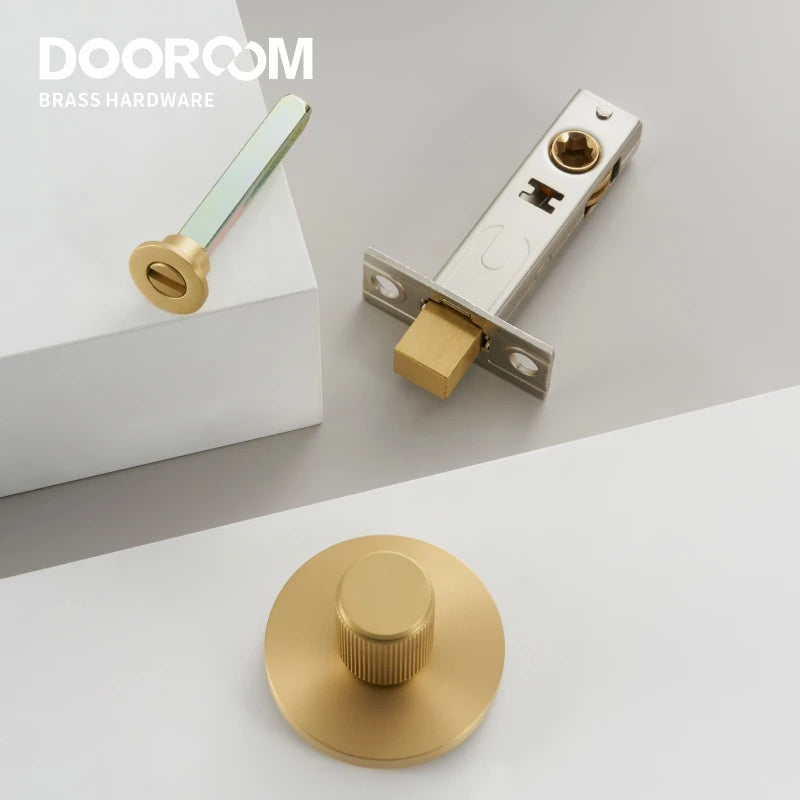 Dooroom Brass Linear Stripe Hidden Door Lock Set Living Room Bathroom Thumb Turn Matt Black Brushed Brass Open In Emergency DOOROOM