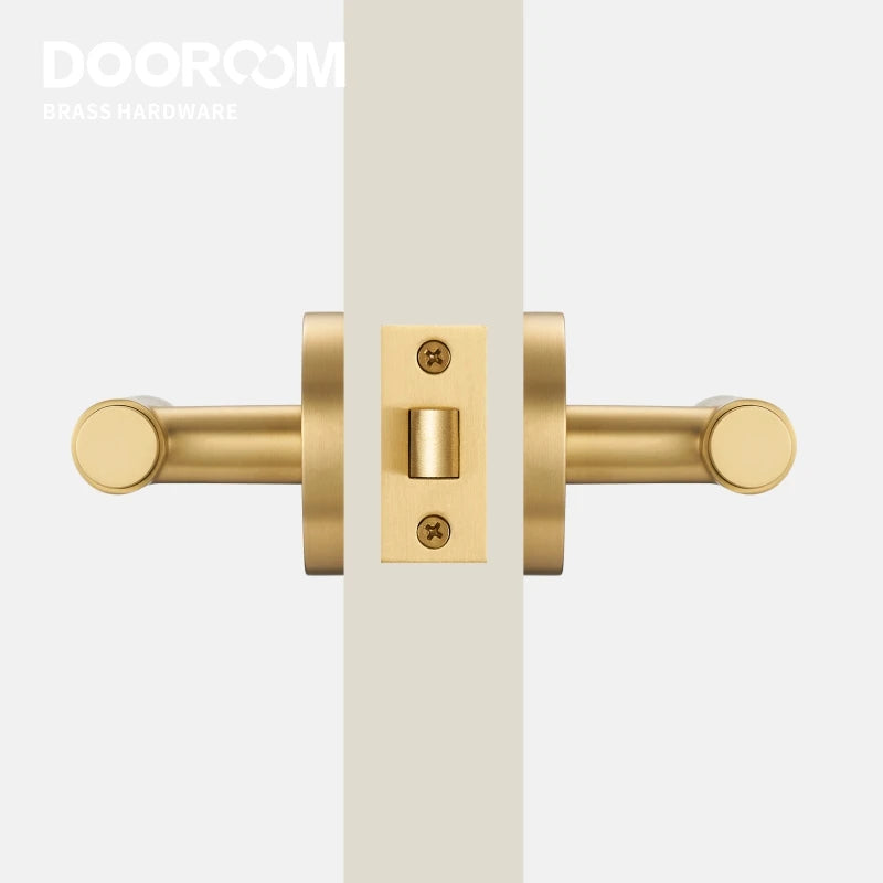 Dooroom US Standard for 2-1/8" Brass Privacy Passage Stripe Door Lock Set Gold Black Antique Bronze Optional Round Panel DOOROOM