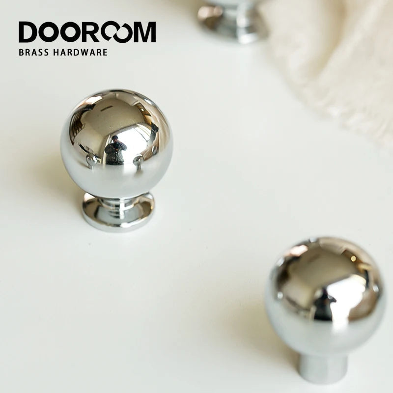 Dooroom Brass Rotundity High Quality Silver Furniture Wardrobe Dresser Cupboard Cabinet Door Drawer  Handle DOOROOM