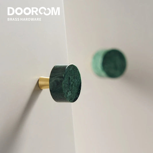 Dooroom Brass Marble Crystal Stone Furniture Handles White Green Long Round Pulls Cupboard Wardrobe Dresser Drawer Cabinet Knobs DOOROOM