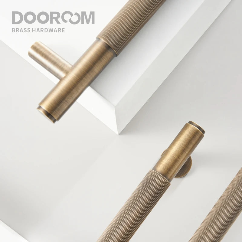 Dooroom Antique Brass Door Double Single Sided Knurled Pull Bar Wood Gate Glass Door Shower Room Handle Brass DOOROOM