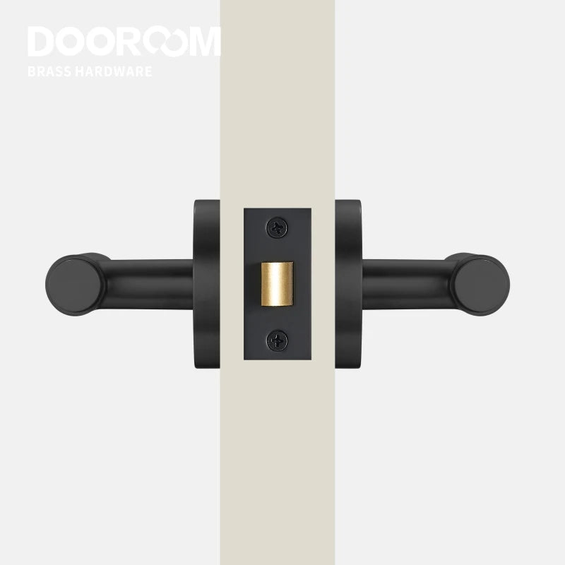 Dooroom US Standard for 2-1/8" Brass Privacy Passage Stripe Door Lock Set Gold Black Antique Bronze Optional Round Panel DOOROOM