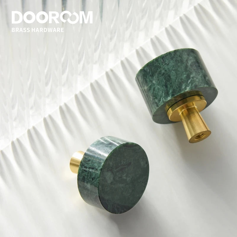 Dooroom Brass Marble Crystal Stone Furniture Handles White Green Long Round Pulls Cupboard Wardrobe Dresser Drawer Cabinet Knobs DOOROOM