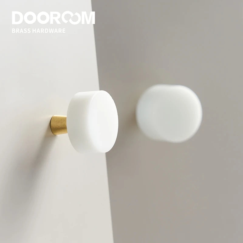 Dooroom Brass Marble Crystal Stone Furniture Handles White Green Long Round Pulls Cupboard Wardrobe Dresser Drawer Cabinet Knobs DOOROOM