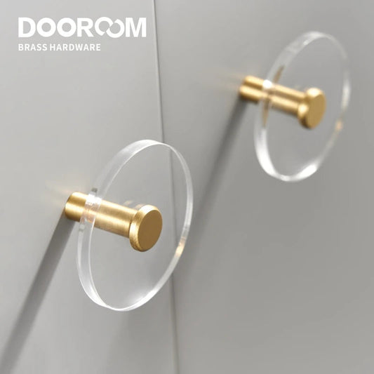 Dooroom Brass Acrylic Furniture Handles Wardrobe Dresser Cupboard Cabinet Drawer Shoe Box Knobs Clothes Hangers Wall Hooks DOOROOM
