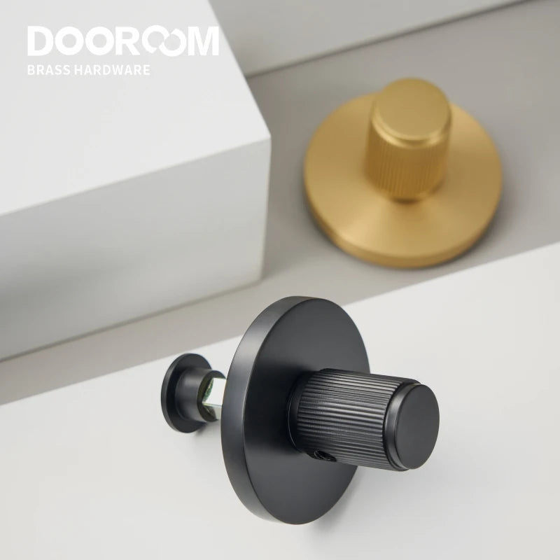 Dooroom Brass Linear Stripe Hidden Door Lock Set Living Room Bathroom Thumb Turn Matt Black Brushed Brass Open In Emergency DOOROOM