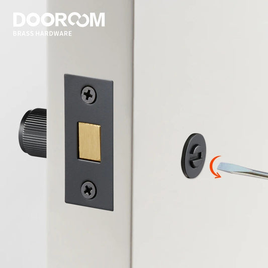 Dooroom Brass Linear Stripe Hidden Door Lock Set Living Room Bathroom Thumb Turn Matt Black Brushed Brass Open In Emergency DOOROOM
