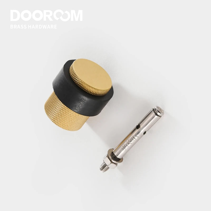 Dooroom Knurled Brass Rubber Door Stops Bathroom Door Stopper Heavy Duty Floor Mount Bumper Non-magnetic Door Holder Catch DOOROOM