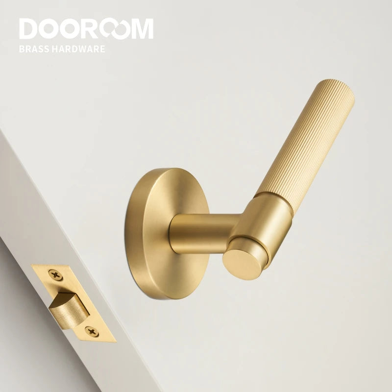 Dooroom US Standard for 2-1/8" Brass Privacy Passage Stripe Door Lock Set Gold Black Antique Bronze Optional Round Panel DOOROOM