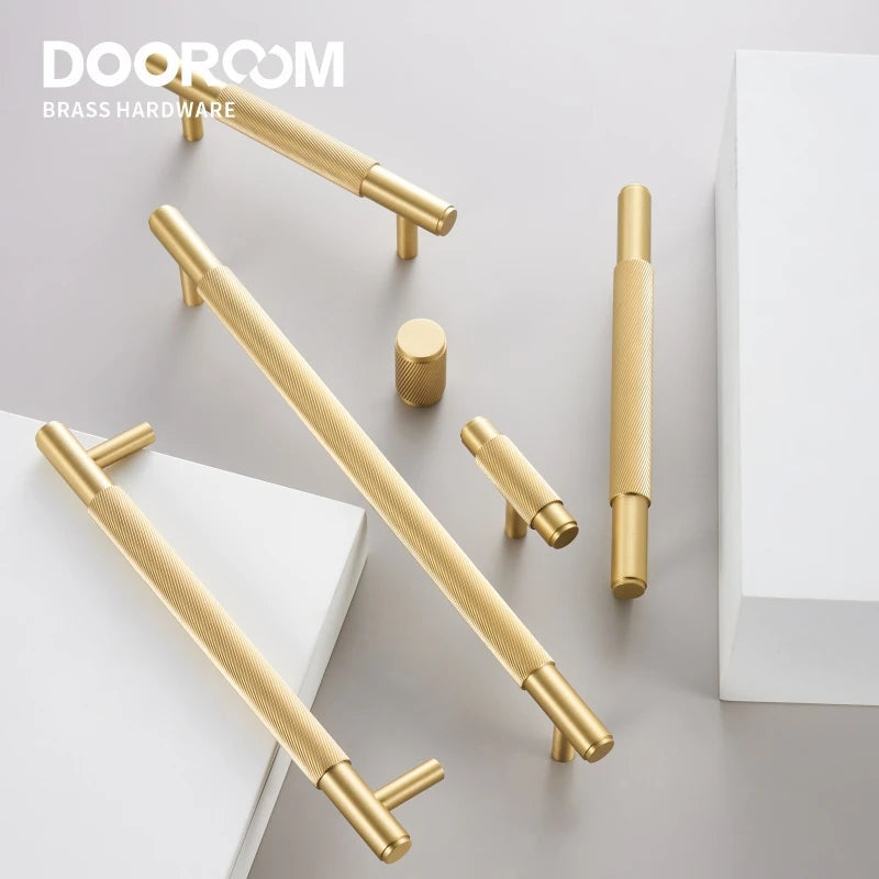 Dooroom Brass Swirl Stripe Furniture Handles T bar Long Pulls Cupboard Wardrobe Dresser Shoe Box Drawer Wine Bar Cabinet Knobs DOOROOM