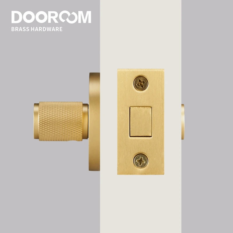 Dooroom Brass Knurled Hidden Door Lock Set Living Room Bathroom Invisible Thumb Turn Matt Black Brushed Brass Open In Emergency DOOROOM