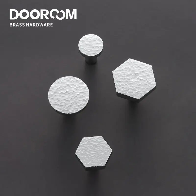 Dooroom Brass Furniture Handles Hammered Bright Satin Chrome Round Hexagon Cupboard Wardrobe Dresser Drawer Cabinet Knobs DOOROOM