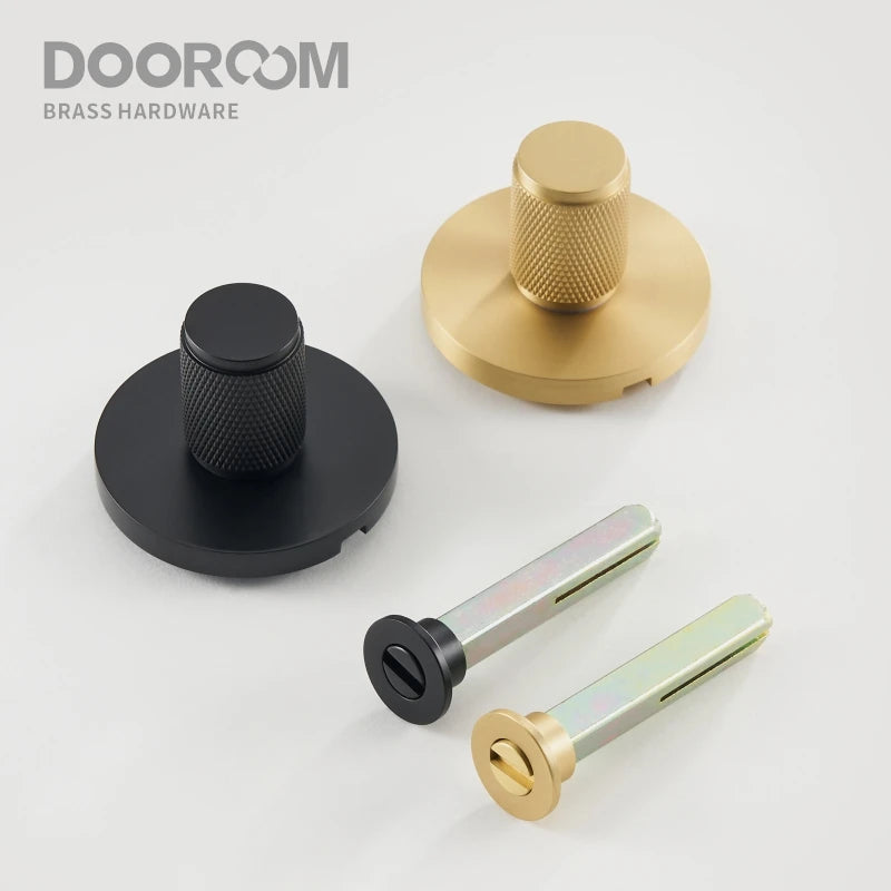 Dooroom Brass Knurled Hidden Door Lock Set Living Room Bathroom Invisible Thumb Turn Matt Black Brushed Brass Open In Emergency DOOROOM