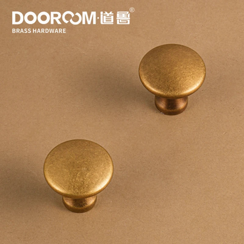 DOOROOM high-quality Solid Brass Handle New Yellow Bronze Clolor Circular Cabinet Furniture Shoe Box Drawer Handle DOOROOM